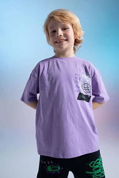 DeFacto Erkek Çocuk Oversize Fit Sırt Baskılı Kısa Kollu Pamuklu Penye Tişört