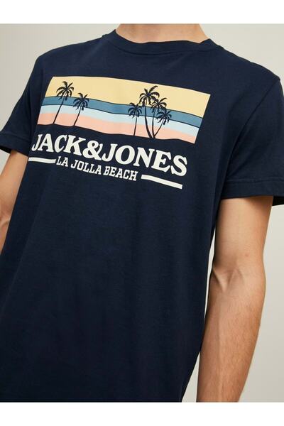 Jack & Jones Jack Jones 12210121 Tricou cu imprimeu Palm Ca - Bleumarin - L - St04804-albastru închis-l