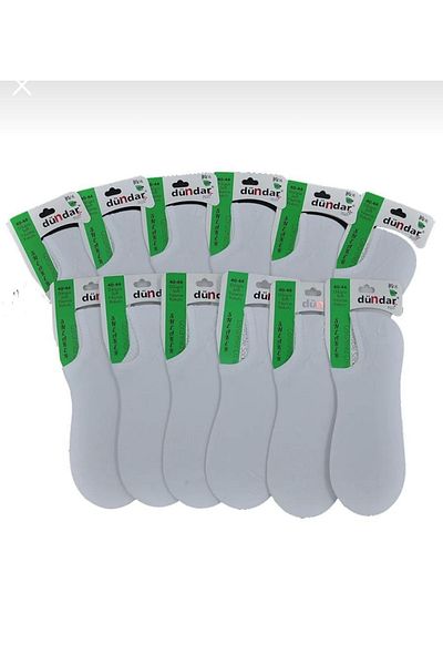 Dündar Men's 12-piece White Bamboo Sneaker Socks 6883