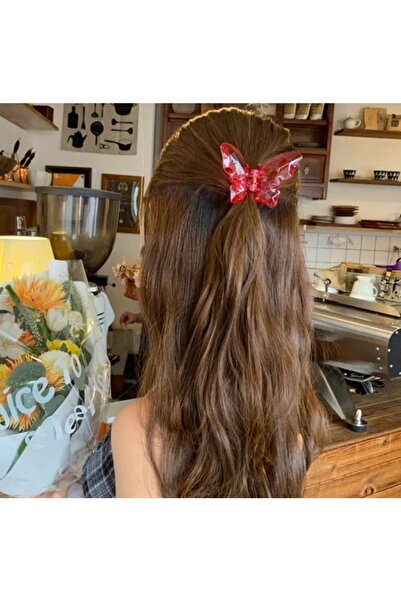 Monalisa Kadın Şeffaf Kırmızı Kelebek Toka