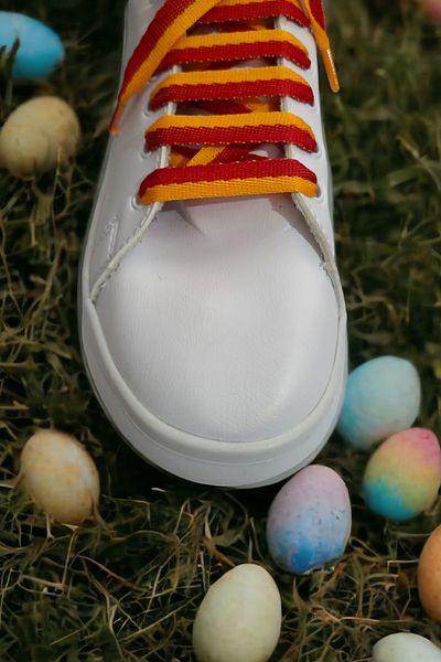 KDOT Pair of Yellow Red Colored Sports Shoe Laces