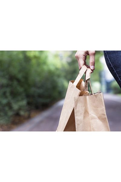 BossPack Kraft Paper Bag (33x20x33 Cm) Plain Flat Handle Paper Bag (25 Pieces) Paper Bag