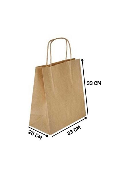 BossPack Kraft Paper Bag (33x20x33 Cm) Paper Bag with Twist Handle (25 Pieces) Paper Bag