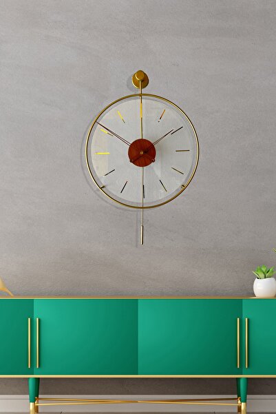 AGA KONSEPT Tiktok Glazing 40 Cm Gold, Modern Metal Ve Cam Tasarım Duvar Saati