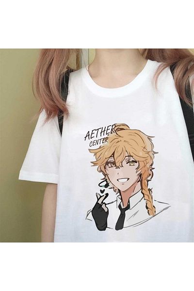 Touz Μπλουζάκι Eysa Genshin Impact Aether με εμπριμέ λευκό Unisex Oversize