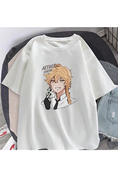 Touz Μπλουζάκι Eysa Genshin Impact Aether με εμπριμέ λευκό Unisex Oversize