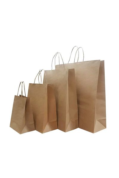 BossPack Kraft Paper Bag (38x25x36 Cm) Paper Bag with Twist Handle (25 Pieces) Paper Bag