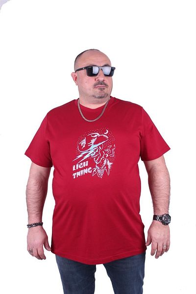 MocGrande Tricou cu imprimeu pentru bărbați de mărime mare Lightning 23132 Roșu Claret