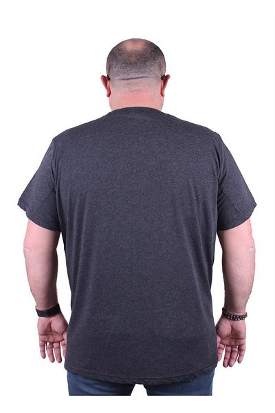 MocGrande Large Size Men's Printed T-Shirt Lion 23138 Anthracite Melange