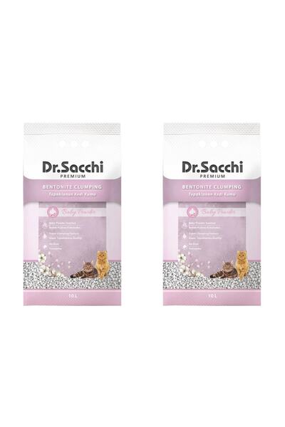 Dr. Sacchi Dr.sacchi Bebek Pudrası Kokulu Bentonit Kedi Kumu 2 Adet (2 X 10 Lt)