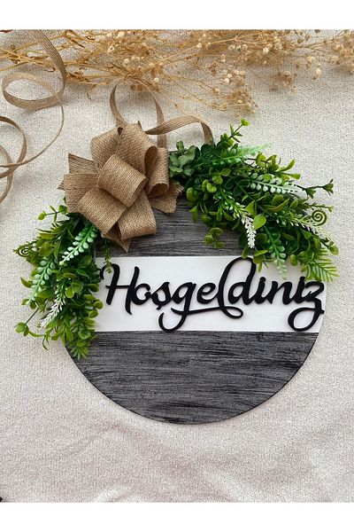 HOBİ55 Στολίδι πόρτας - Στολίδι εξωτερικής πόρτας Welcome Black - Αξεσουάρ μπροστινής πόρτας