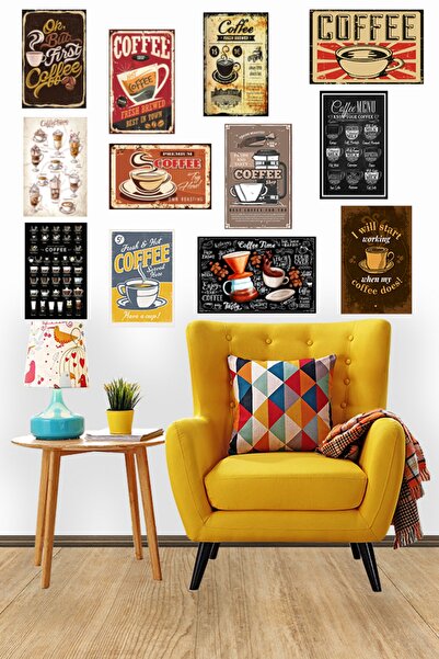TRENDPOSTER Masă din lemn MDF cu tematică cafea, 12 piese