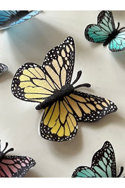 sevvom Yenilebilir Kağıt Özel Kesim Kullanıma Hazir 30 Adet Pasta Kurabiye Üstü Canlı Renklı Kelebekler