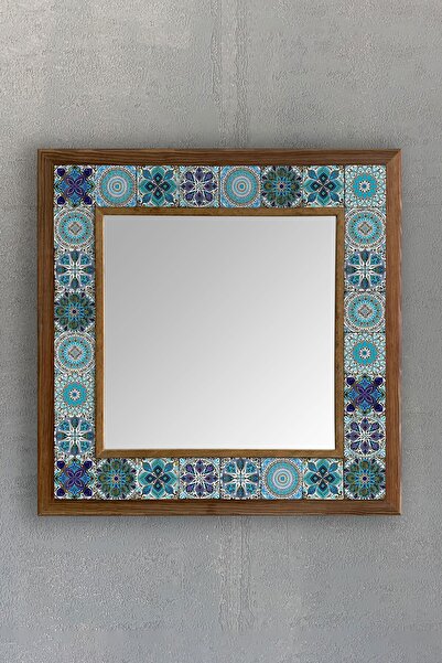 Oscar Stone Decor Masif Çerçeveli Mozaik Taş Ayna 43 Cm X 43 Cm (morocco-etni...