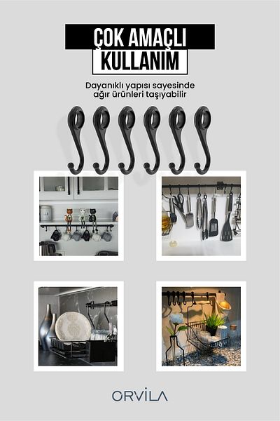 Orvila 6 броя - Резервна кука за закачалка за кухня и баня