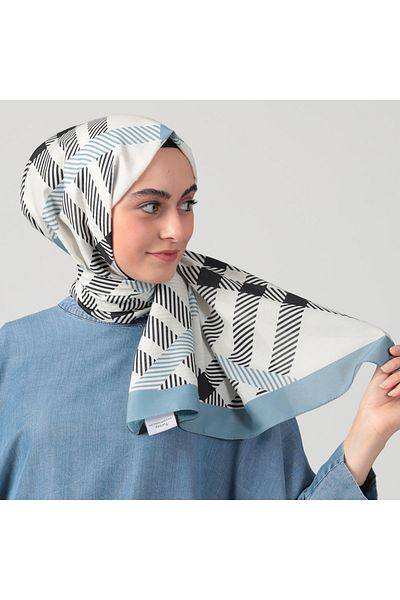 ipekistanbul Cotton Silk Shawl - Plaid Pattern - Lighter Stone