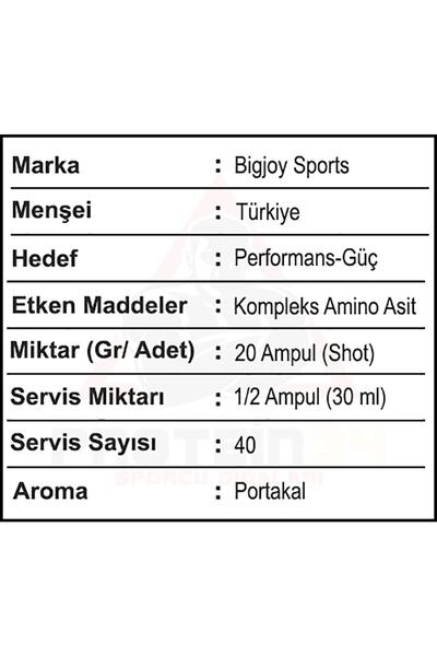 Bigjoy Sports Predator Shot 60 ml X 20 Ampul Güç Performans