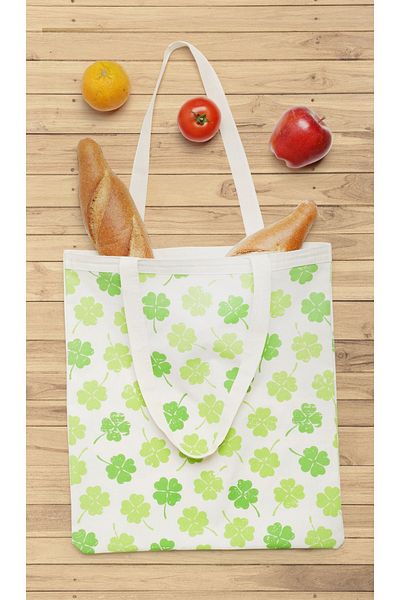 Serkan Çanta Bez Çanta Atölyesi Clover Printed Cloth Bag