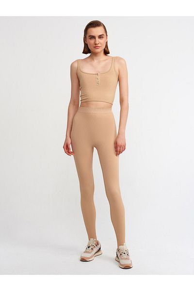 Dilvin 7923 Stone Washed Heeled Tights-camel