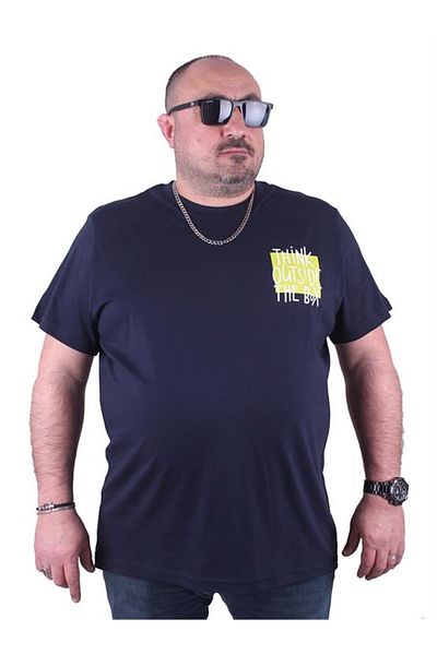 Starbattal Ανδρικό μπλουζάκι με στάμπα μεγάλου μεγέθους Εξωτερικό 23137 Navy Blue