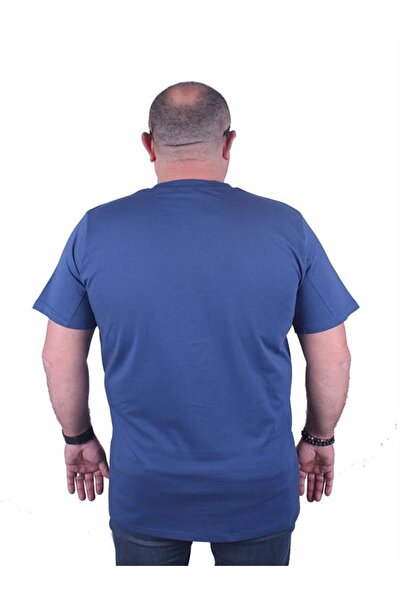 Starbattal Large Size Men's Printed T-Shirt Authentic 23134 Indigo