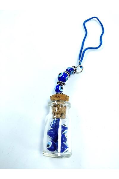 Ennea Art Cam Şişe Nazar Boncuğu Araba Dikiz Ayna Süsü + Anahtarlık Hediyelik...