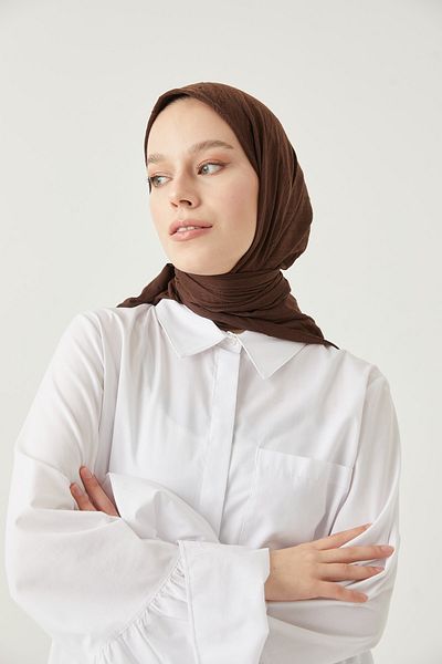 FRESCO SCARFS Γυναικείο μαντήλι Hijab Bamboo Kraş*καφέ πικρό