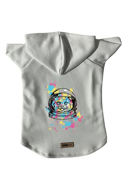 Monopetz White City 26 - Size m Hooded Fleece Sweatshirt, Dog and Cat Print Outfit and Dress
