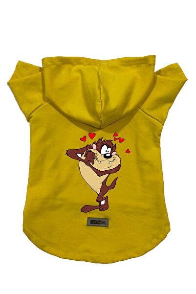 Monopetz سويت شيرت من الصوف بغطاء للرأس ملابس للكلاب والقطط - أصفر وحش تسماني...