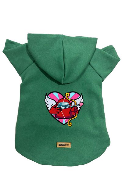 Monopetz Hooded Fleece Sweatshirt Dog And Cat Outfit & Dress - Green Among Us - Size S