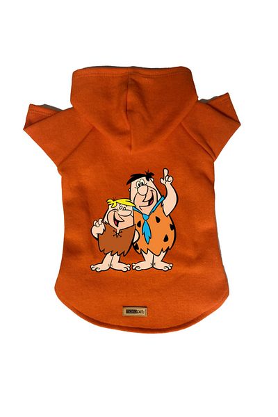 Monopetz Hooded Fleece Sweatshirt Dog And Cat Outfit & Dress - Orange Barney & Fred - Size S