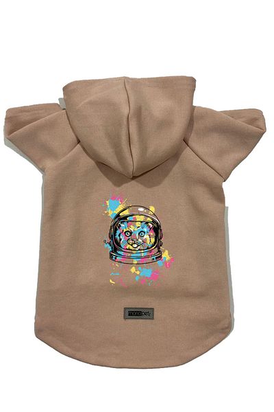 Monopetz Hooded Fleece Sweatshirt Dog And Cat Outfit & Dress - Beige City 26 - Size L