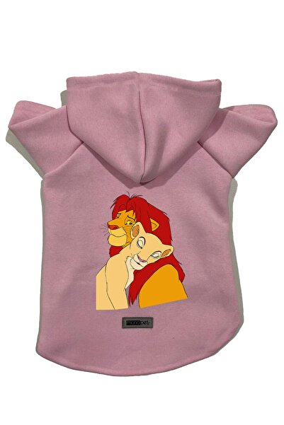 Monopetz سويت شيرت صوف بغطاء للرأس منقوش باللون الوردي من Lion King - مقاس M