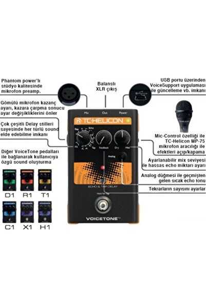 TC Helicon Tc Helıcon Voicetone Single E1 Vokal Için Delay & Echo Pedalı