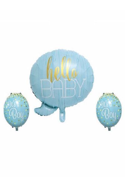 DÜVENCİ TİCARET Hello Baby Set of 3 Foil Balloons