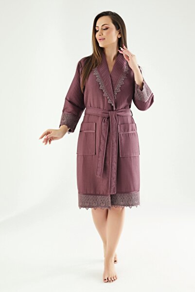 Nuşa Короткий мереживний халат з бамбукового бавовняного піке