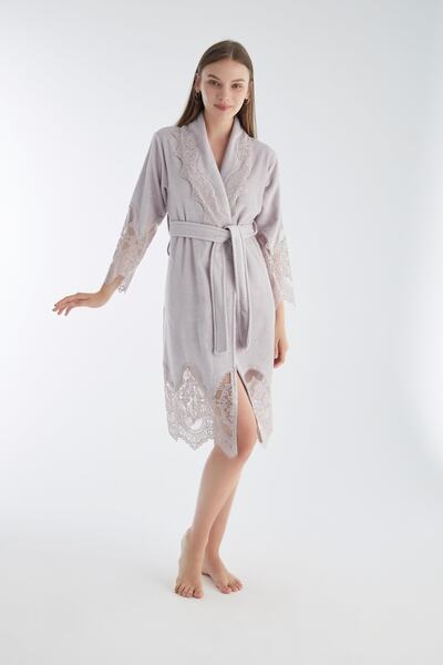 Nuşa Halat de baie din bumbac din dantelă scurtă Şalyaka Curl