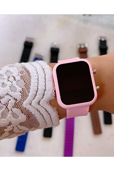ÇENÇEN Dokunmatik Pembe Kauçuk Kordon Spor Led Kol Saati Touch Pembe