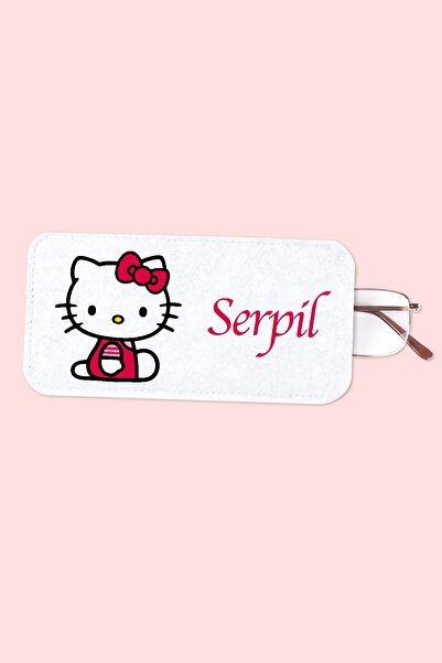 Artcrelier Hello Kitty Keçe Gözlük Kılıfı, Çizdirmez Gözlük Kılıfı, Isimli Gö...