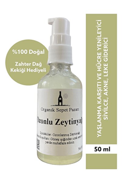 Organik Sepet Pazarı Ozonlu Zeytinyağı 50ml Damlalıklı Cam Şişe