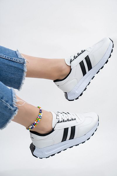 Shupe Pantofi sport casual alb negru pentru femei