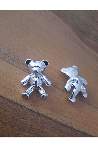 İMREN AKSESUAR Μεταλλιζέ Κουμπί με Φιγούρα Αρκούδας με Πόδια στο Κάτω Μέρος 4 εκ. 1 Συσκευασία 2 Τεμάχια