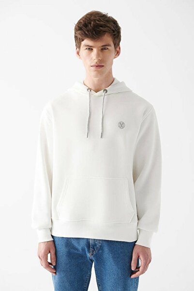 Mavi Ανδρικό φούτερ με κουκούλα σε λευκό χρώμα 065809-34519