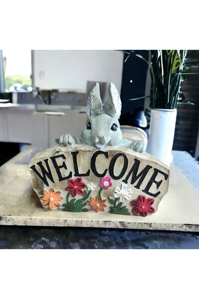 Sister Home Design Tavşanlı Welcome Biblo Gri (26x24cm)