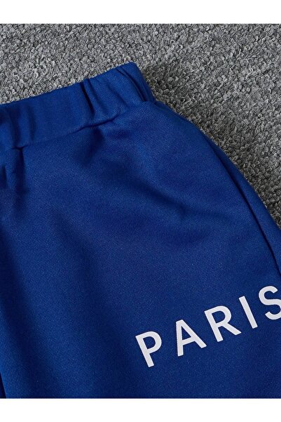 LePold Λευκό/μπλε Σετ σορτς τσέπης για κορίτσια/αγόρια με στάμπα Paris