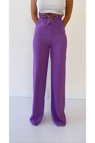 SEDA FİDAN Ayrobin Linen Comfortable Trousers Lilac