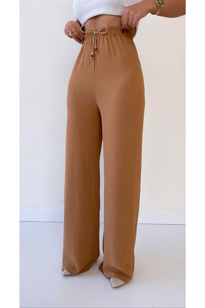 SEDA FİDAN Ayrobin Linen Camel Casual Pants