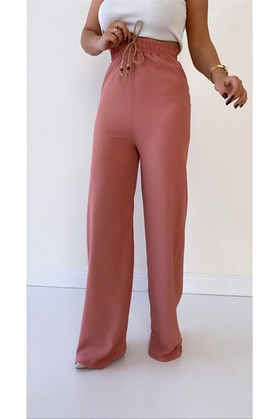 SEDA FİDAN Ayrobin Linen Comfortable Trousers Dried Rose