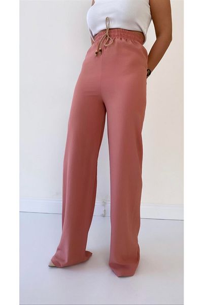 SEDA FİDAN Ayrobin Linen Comfortable Trousers Dried Rose