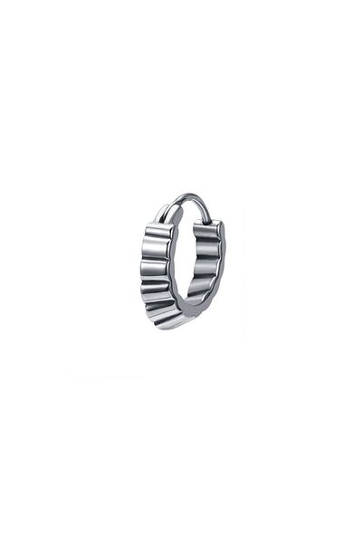 Viking Striped Modern Design Ring Snap Men's 316l Steel Earrings